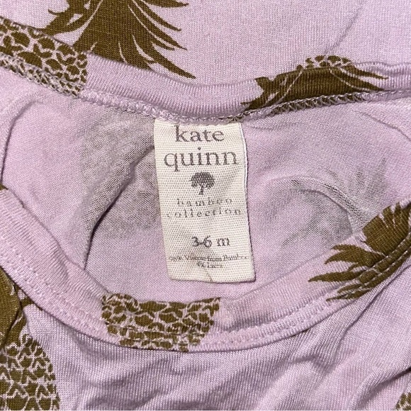Kate Quinn Bamboo Collection Soft Pineapple Ruffle Long Sleeve One Piece Sz 3-6M - Picture 6 of 7